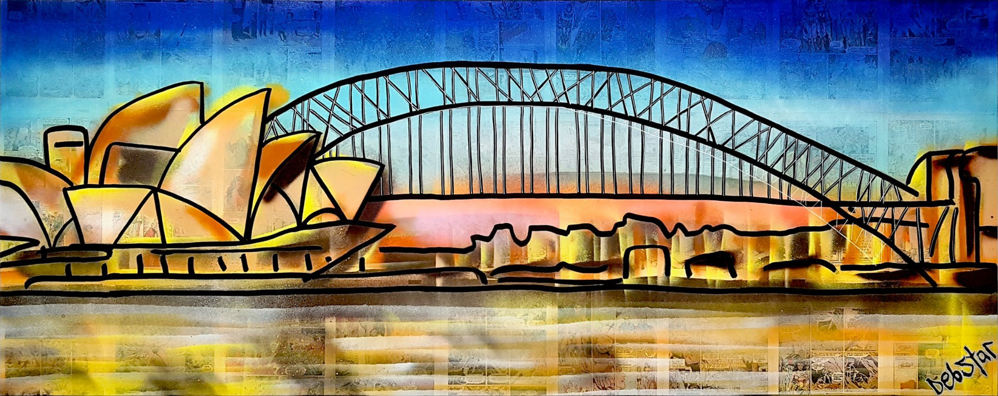 Sydney Harbour Bridge and Opera House at Sunset - Original Art - 1