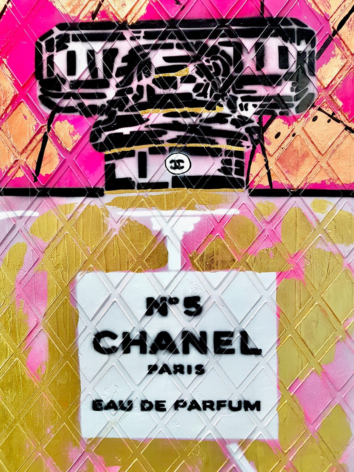 Chanel No 5 Perfume Bottle - Pink XL - Original Art - 4