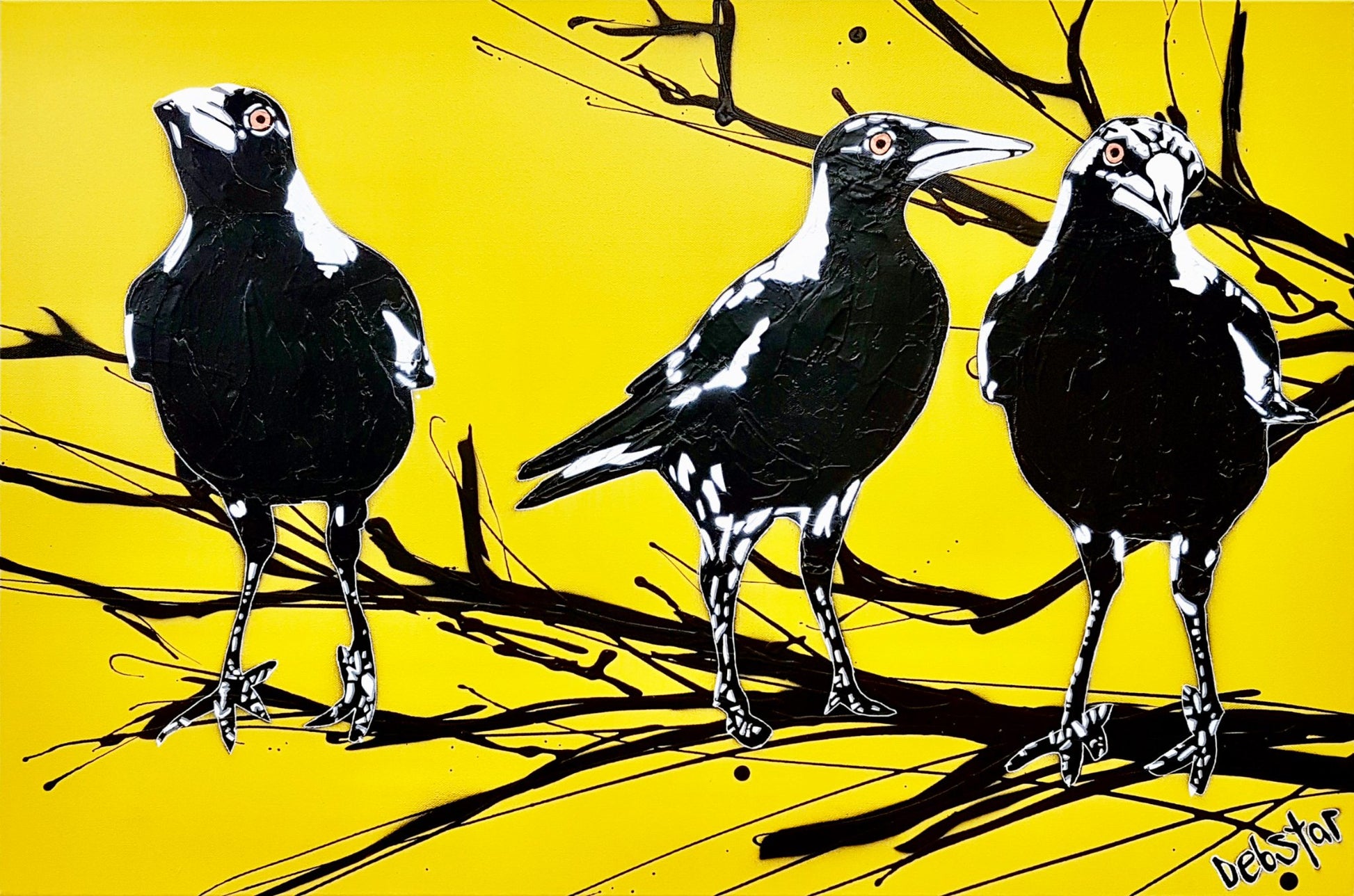 Magpie Street Birds! Yellow - Original Art - 1