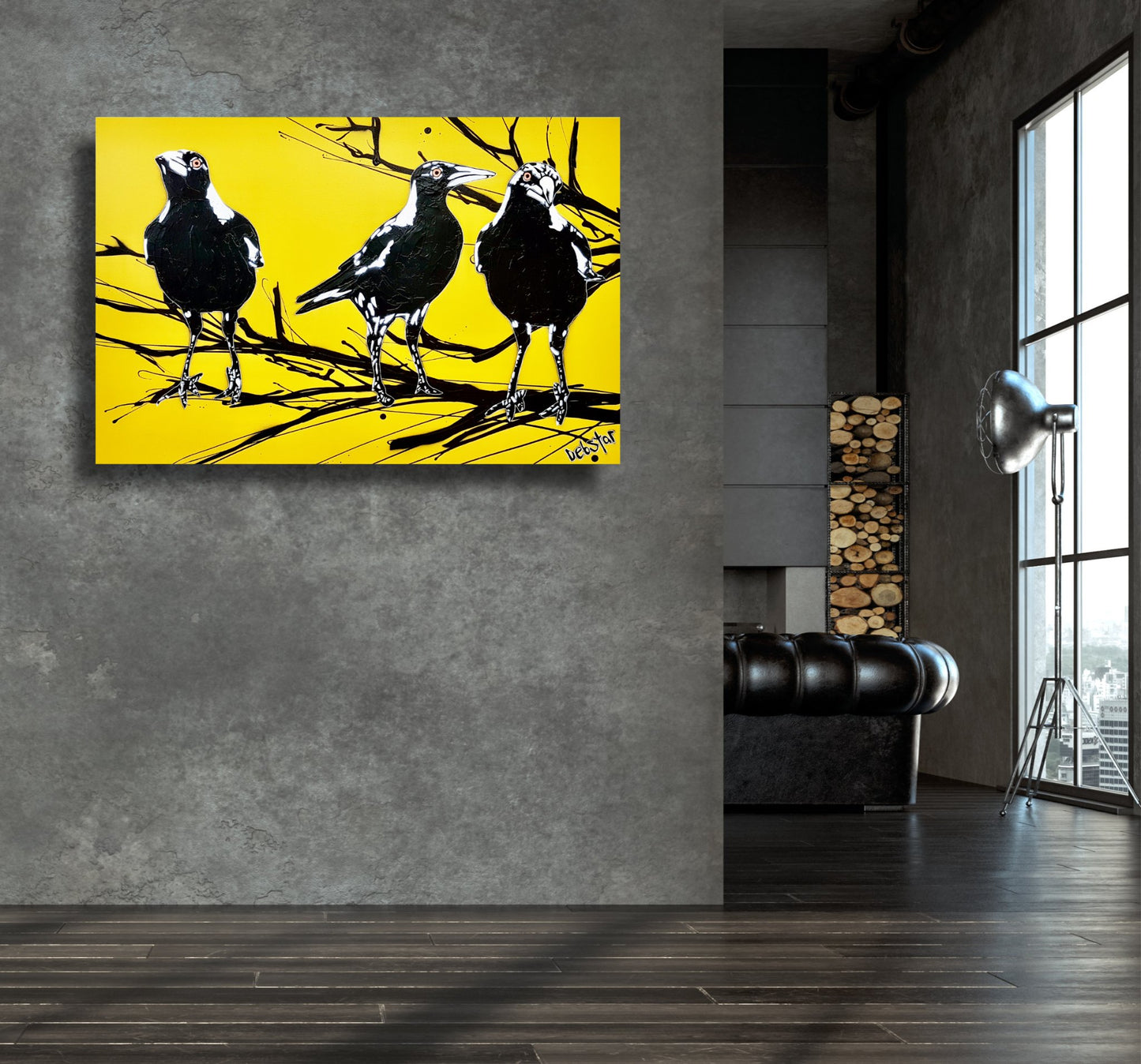 Magpie Street Birds! Yellow - Original Art - 2