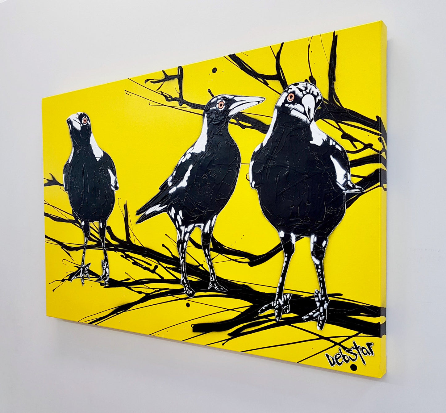 Magpie Street Birds! Yellow - Original Art - 3