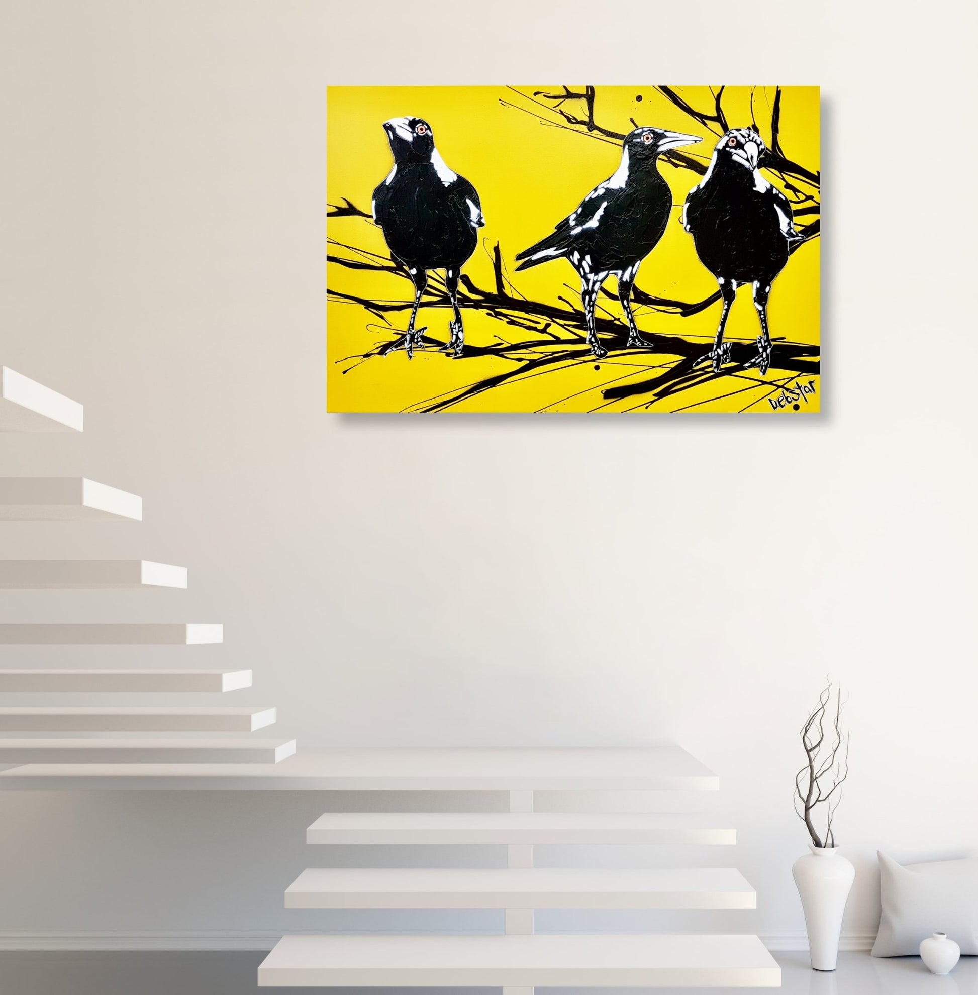 Magpie Street Birds! Yellow - Original Art - 5