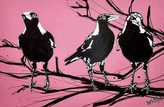 Magpie Street Birds! Pink - Original Art - 1