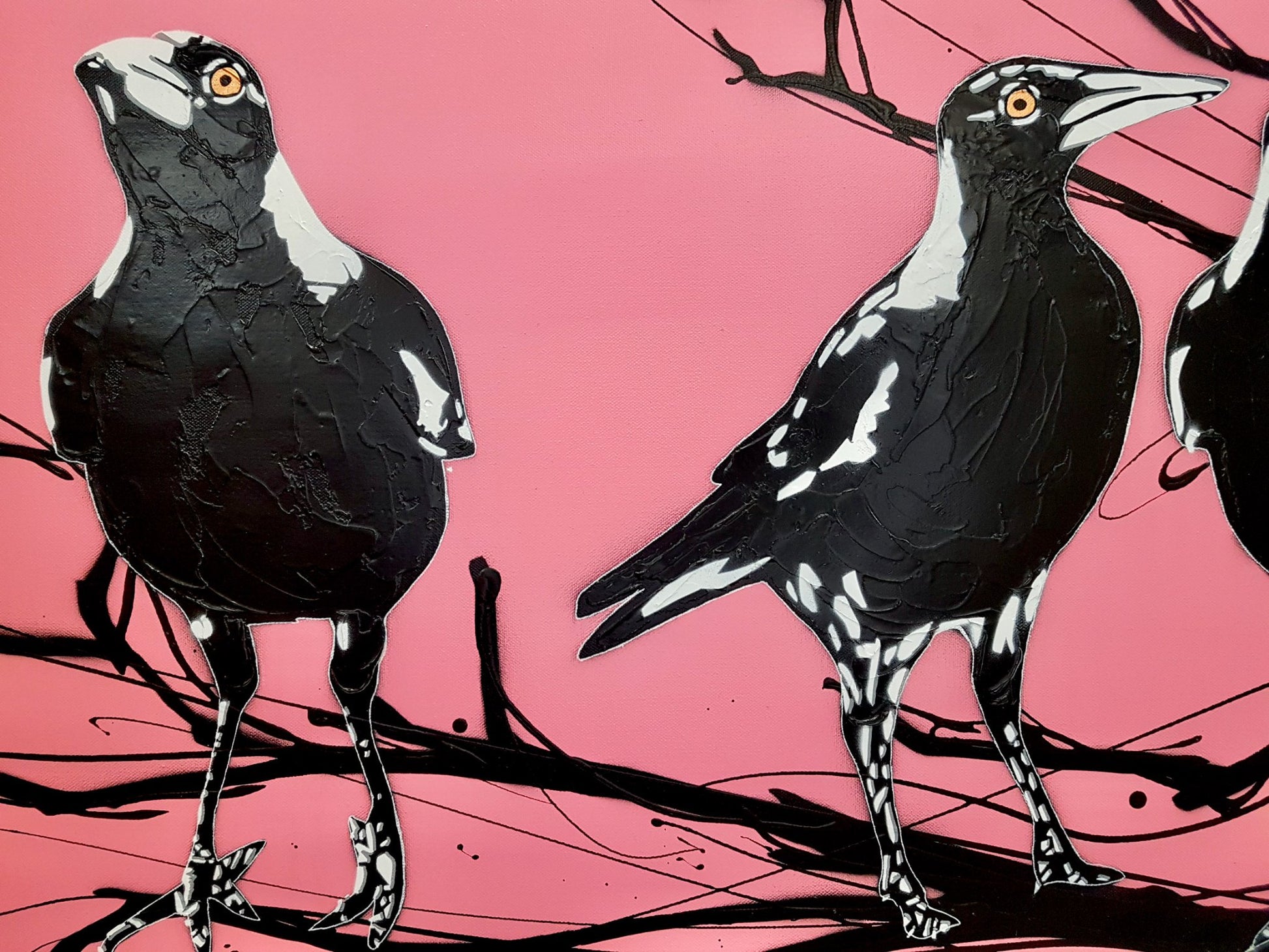 Magpie Street Birds! Pink - Original Art - 5