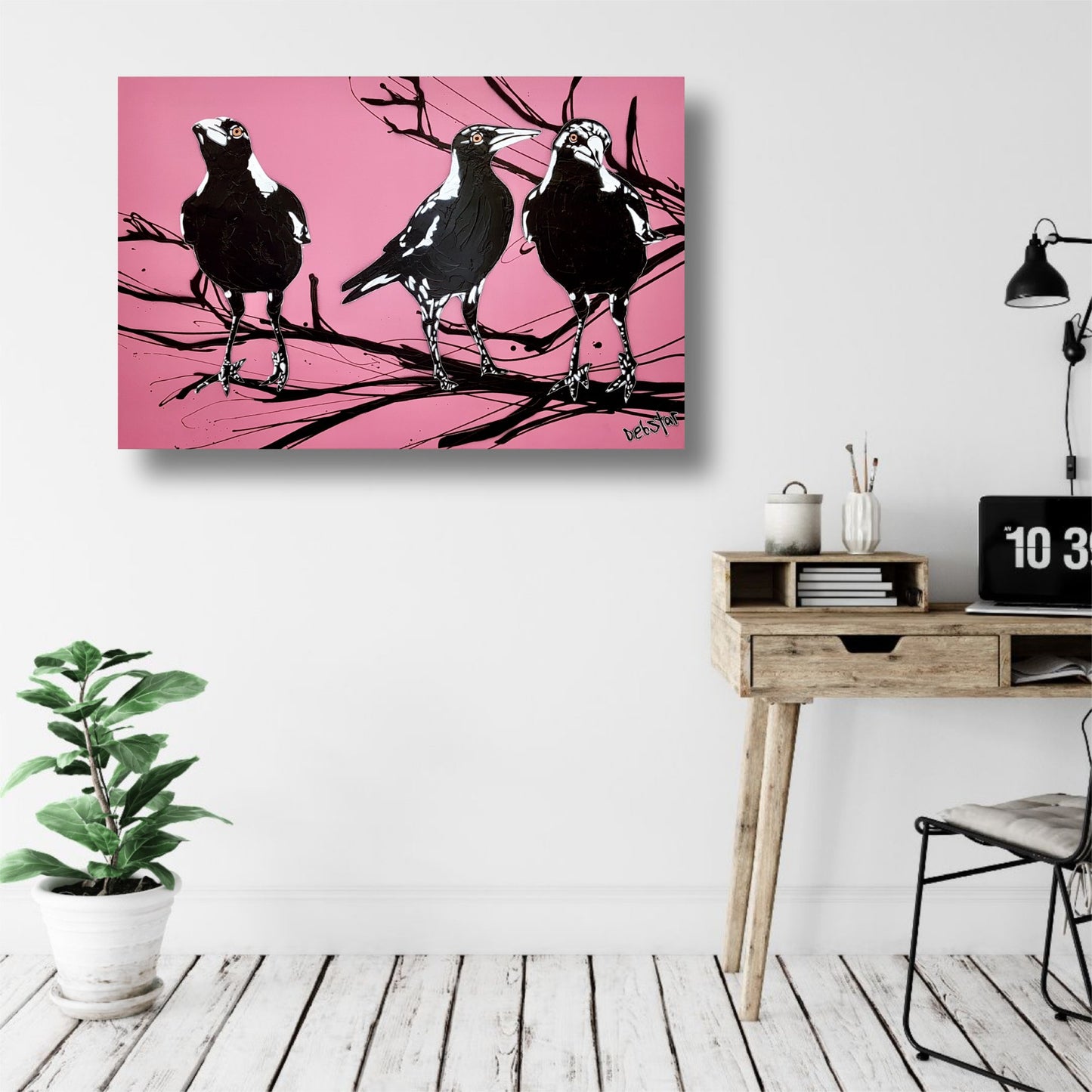 Magpie Street Birds! Pink - Original Art - 6