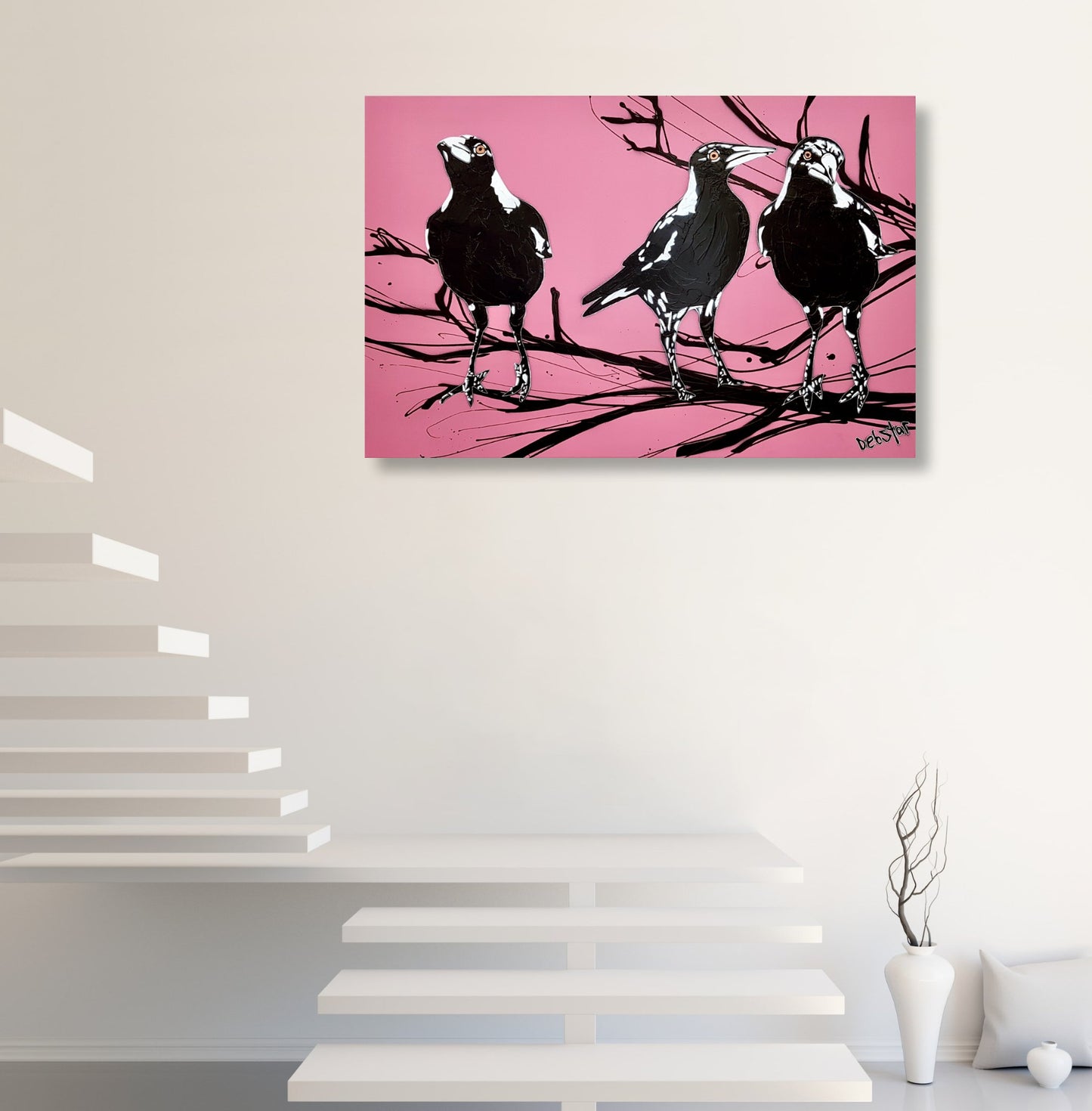 Magpie Street Birds! Pink - Original Art - 7