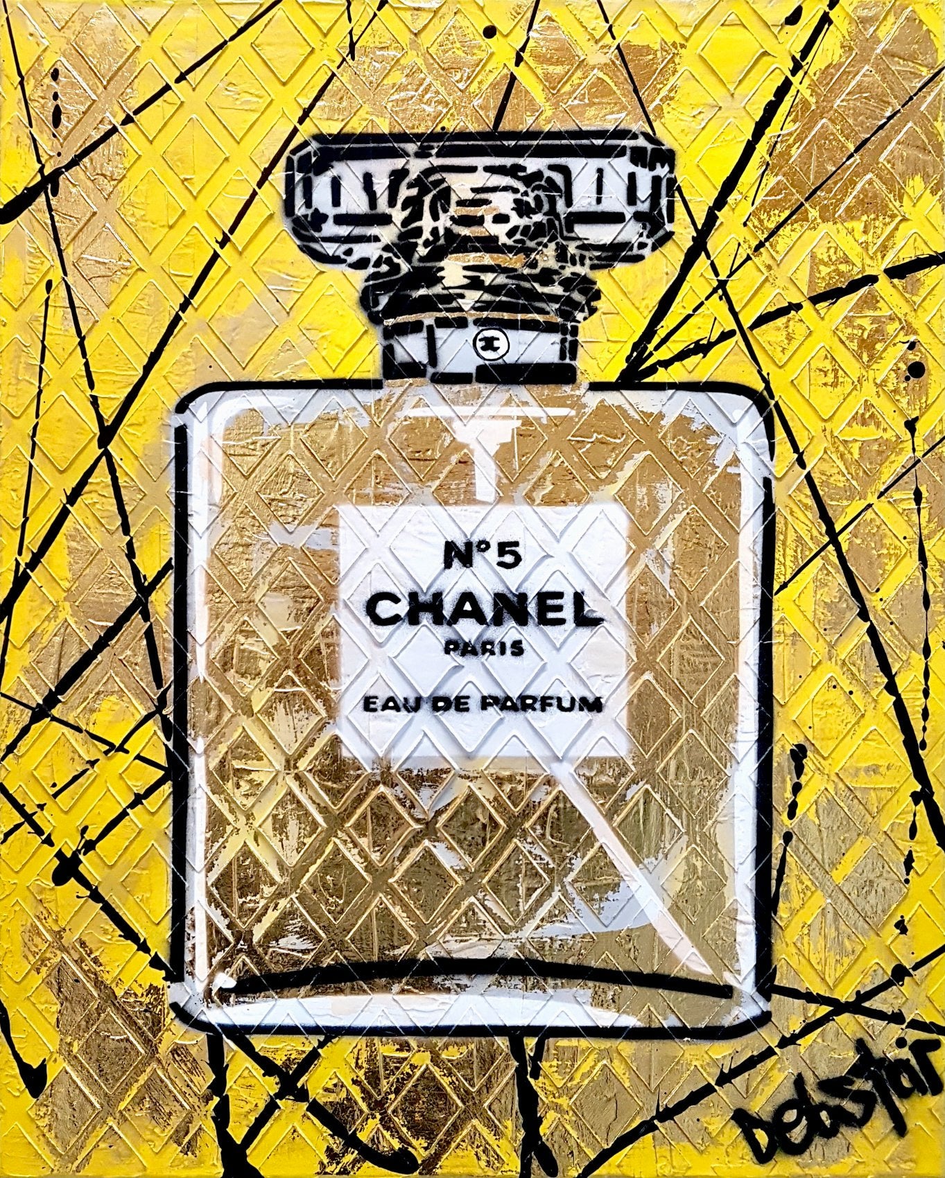 Chanel No 5 Perfume Yellow -Original Art - 1