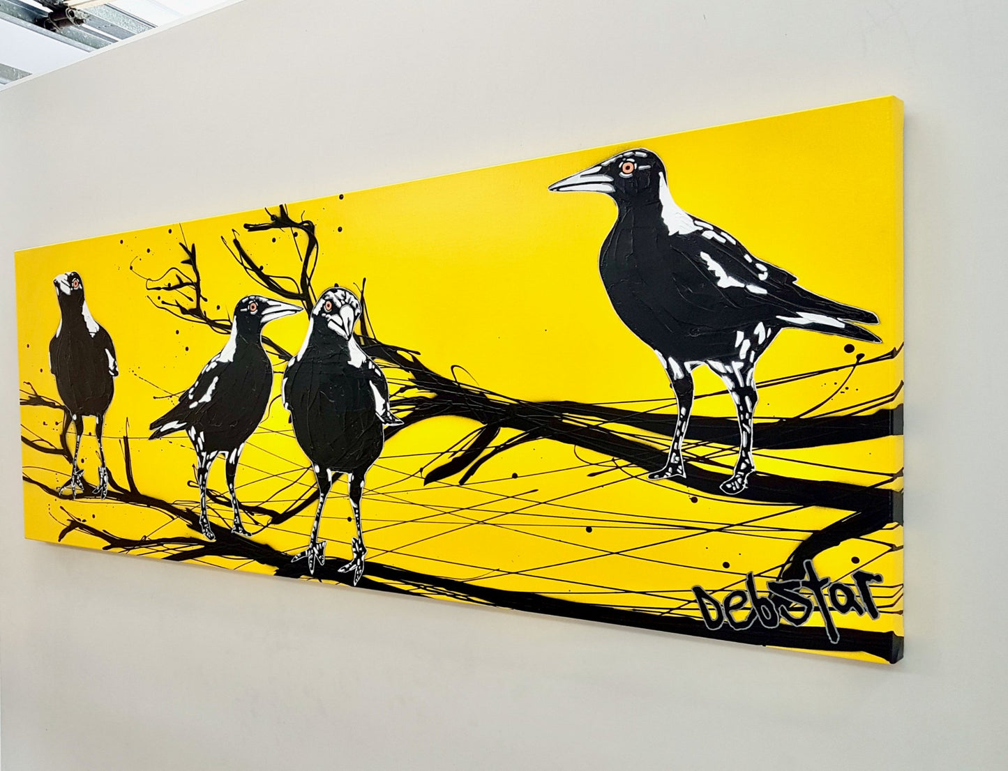 Mischievous Magpies! Yellow pop - Original Art - 3