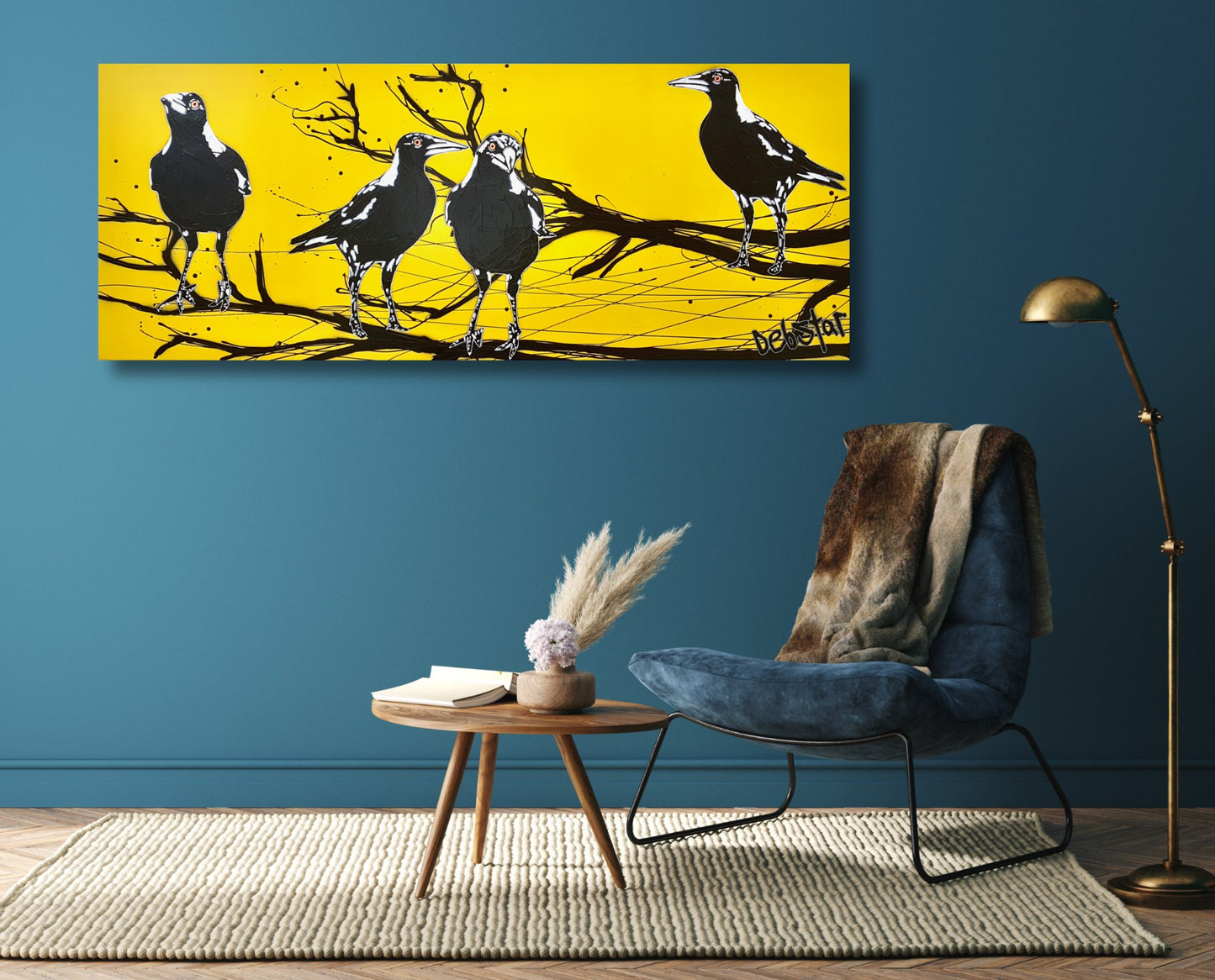 Mischievous Magpies! Yellow pop - Original Art - 6