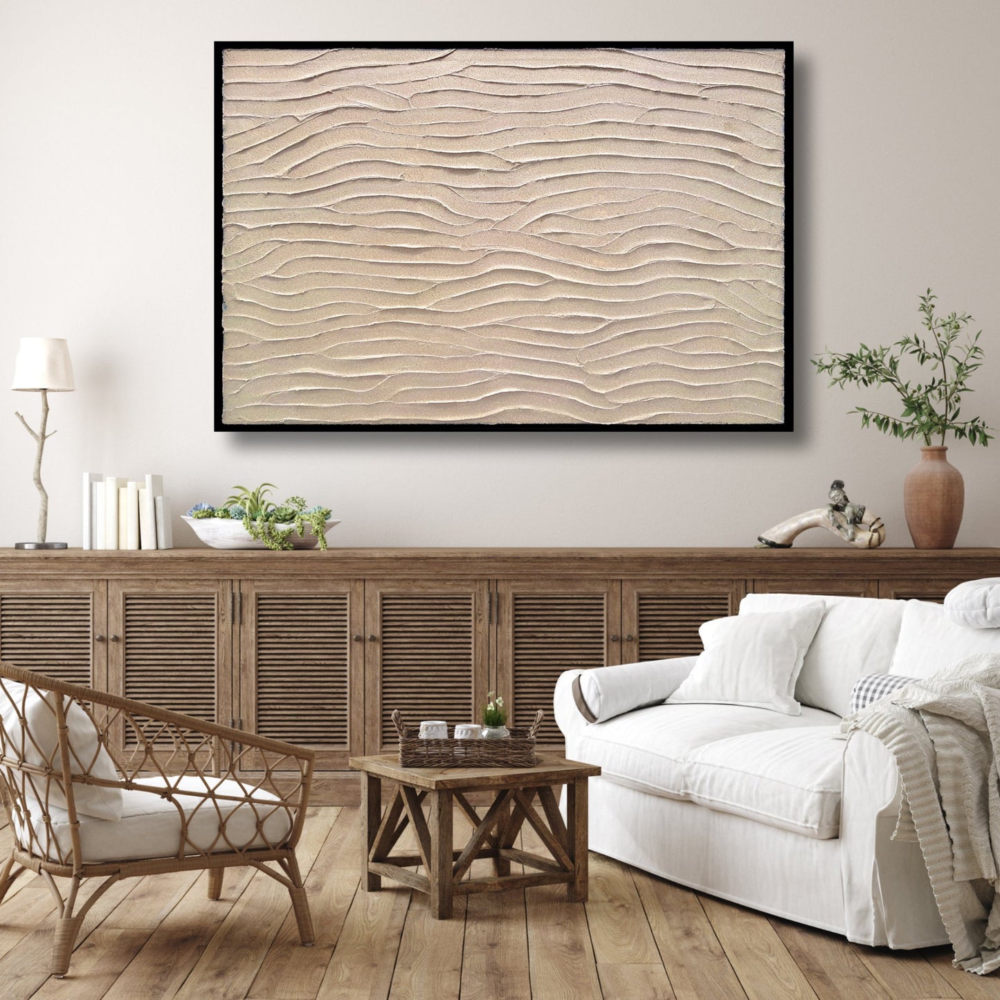 Sand Ripples 2 - Heavily Textured Abstract on Canvas Framed - 6