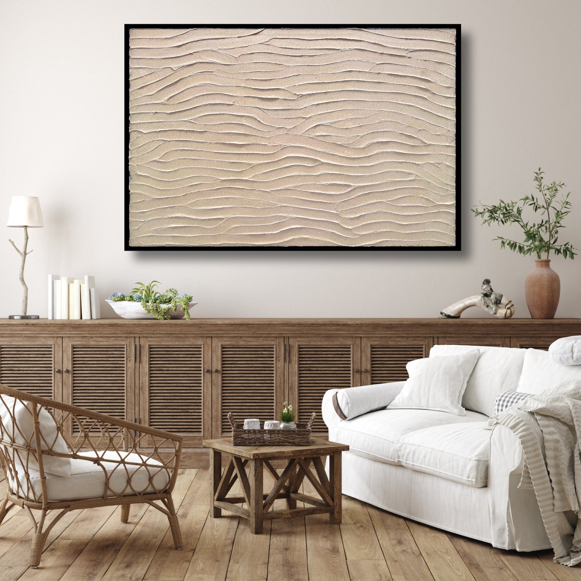 Sand Ripples 2 - Heavily Textured Abstract on Canvas Framed - 6