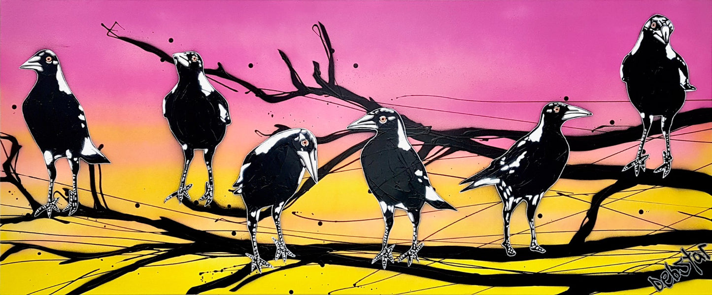 Mischief of Magpies! Sunrise - Original Art - 1