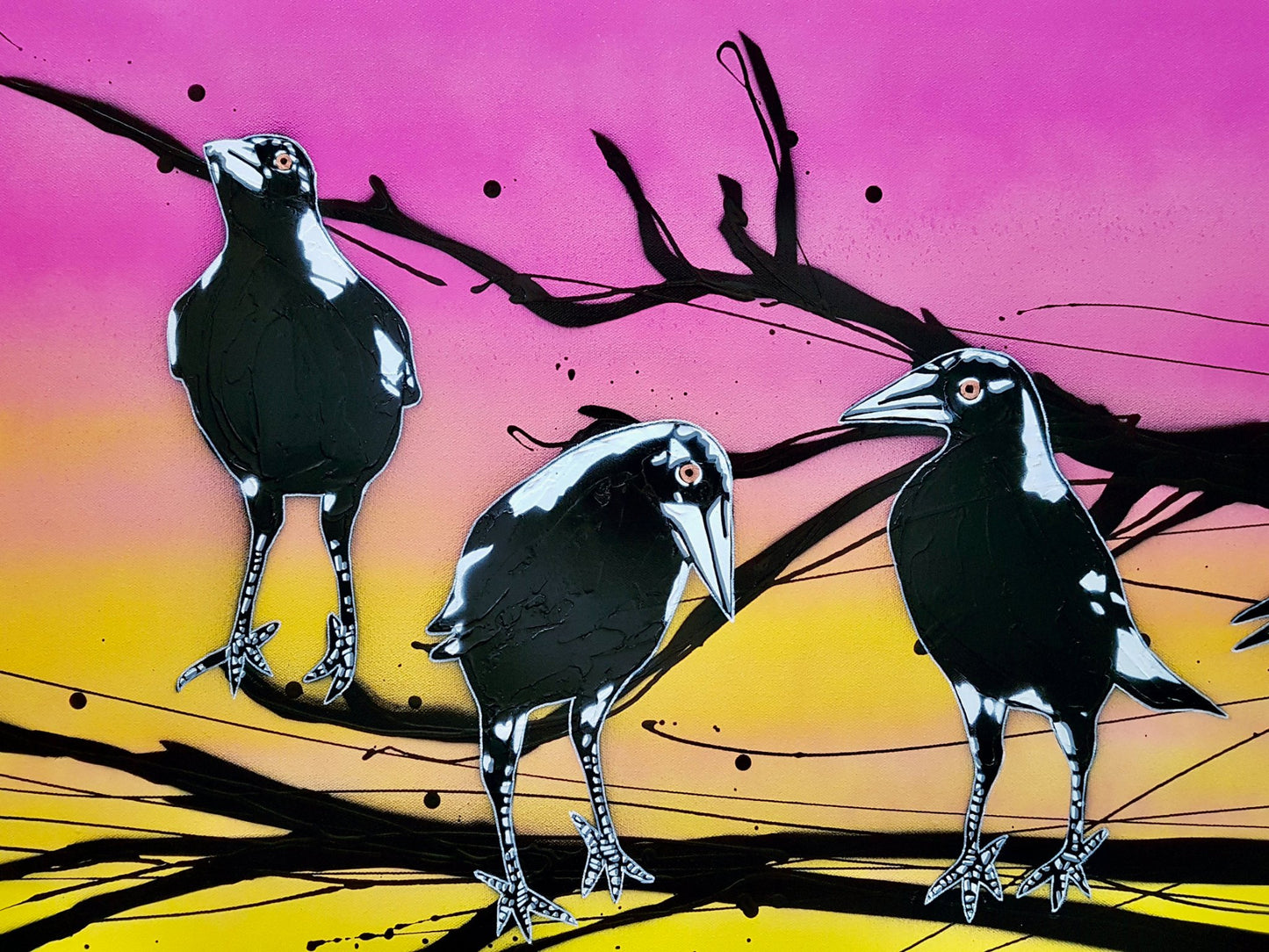 Mischief of Magpies! Sunrise - Original Art - 5