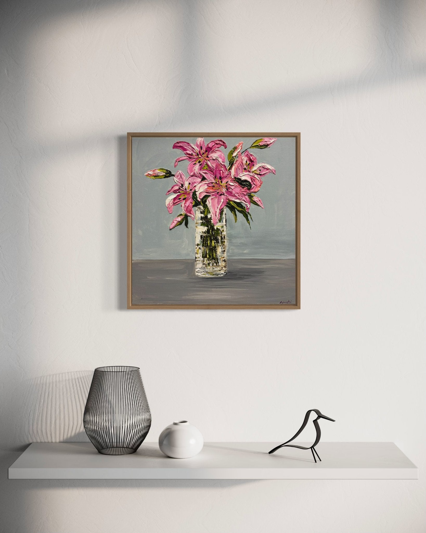 Lilies in glass vase - Original Art - 4