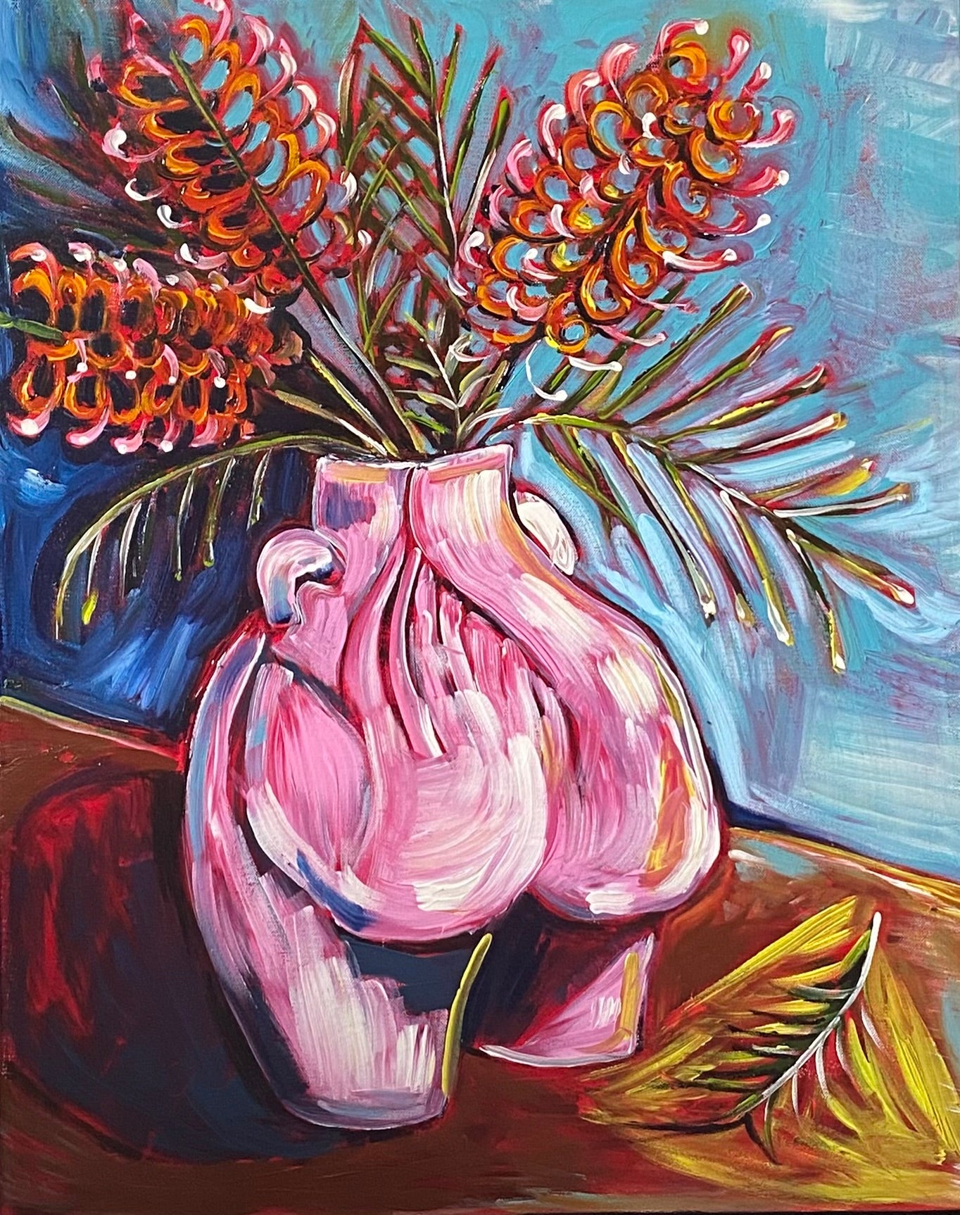 Bum Vase Grevillea - Original Art