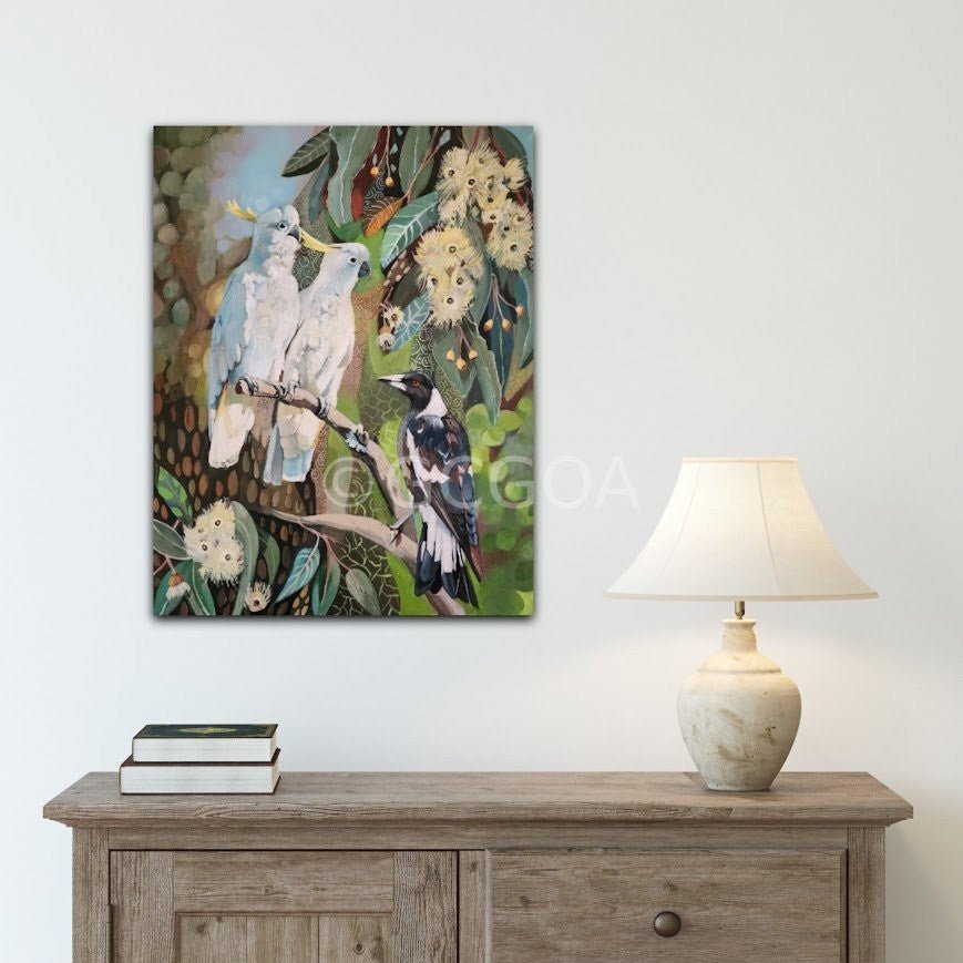 A Pair of Cockatoos with Magpie - Gold Coast Gallery Of ArtSusan Trudinger