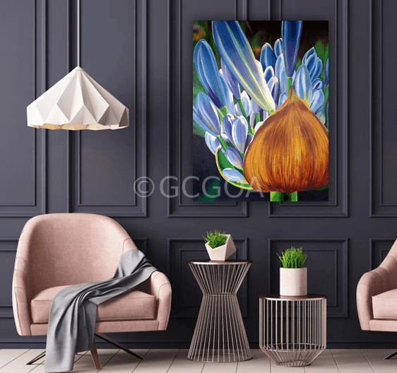 African Lily of the Nile Blue Agapanthus - Original Art - Gold Coast Gallery Of ArtYvonne Wells