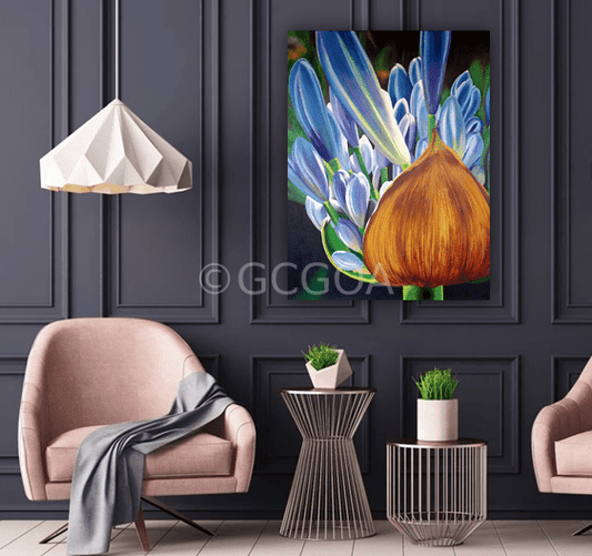 African Lily of the Nile Blue Agapanthus - Original Art - Gold Coast Gallery Of ArtYvonne Wells