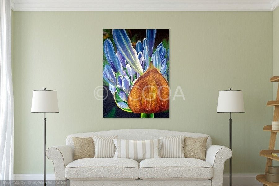 African Lily of the Nile Blue Agapanthus - Original Art - Gold Coast Gallery Of ArtYvonne Wells