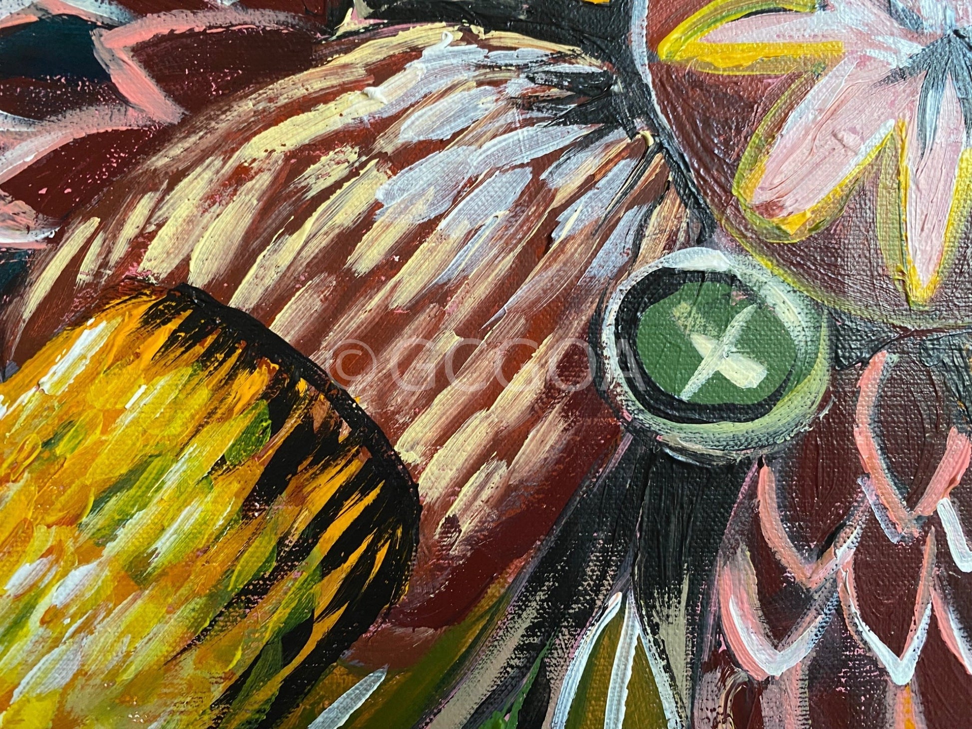 Aussie Bouquet in Green and Gold - Original Art - Gold Coast Gallery Of ArtLucy Car