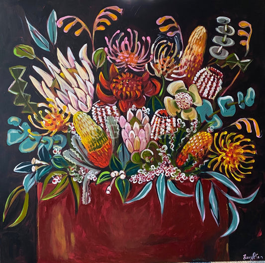 Aussie Bouquet on Black - Gold Coast Gallery Of ArtLucy Car
