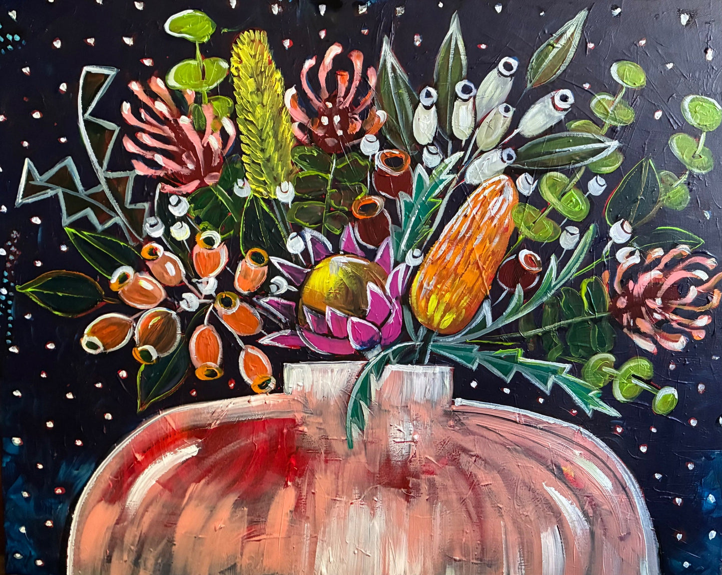 Aussie Flowers and the Night Sky - Gold Coast Gallery Of ArtLucy Car