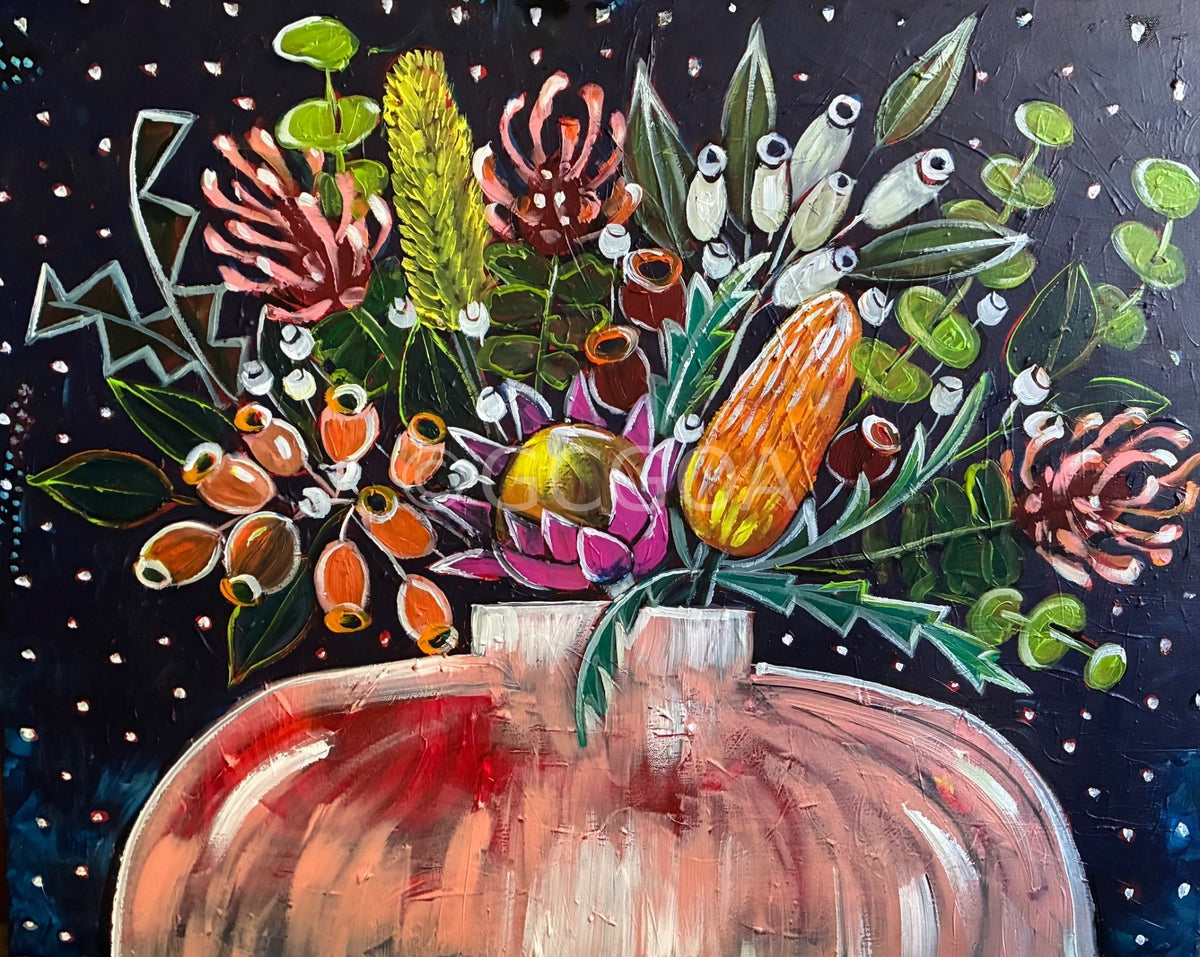 Aussie Flowers and the Night Sky - Gold Coast Gallery Of ArtLucy Car