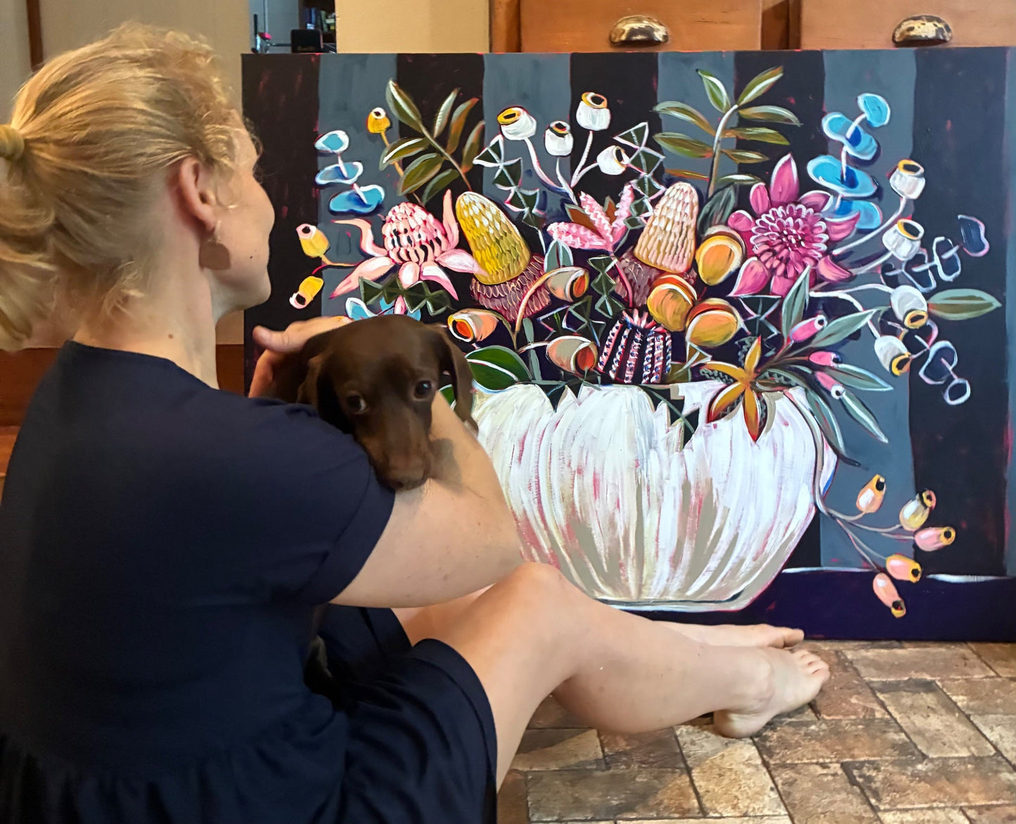 Aussie Flowers on Wallpaper - Gold Coast Gallery Of ArtLucy Car