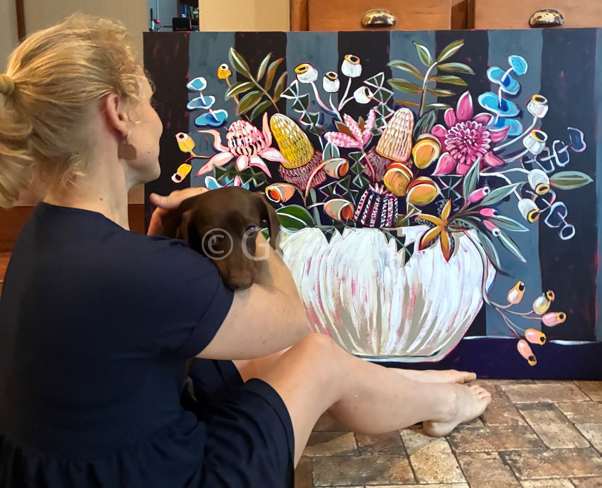 Aussie Flowers on Wallpaper - Gold Coast Gallery Of ArtLucy Car