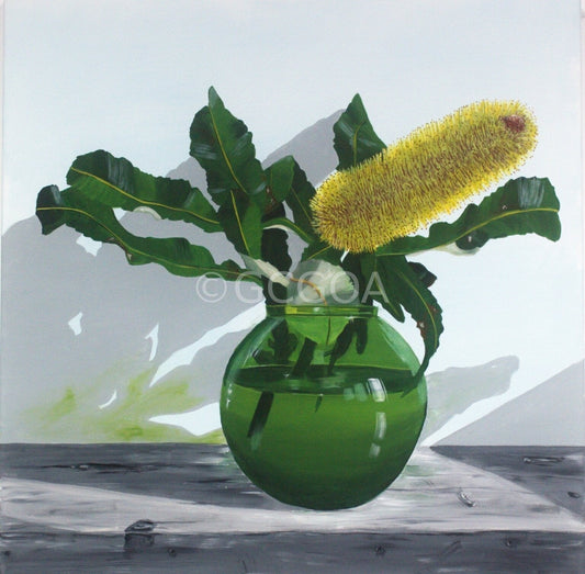 Banksia in green bowl - Gold Coast Gallery Of ArtSigrid Patterson