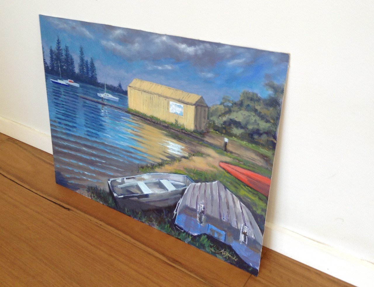 Boats at rest Yamba Bay - Gold Coast Gallery Of ArtAnne Strambi