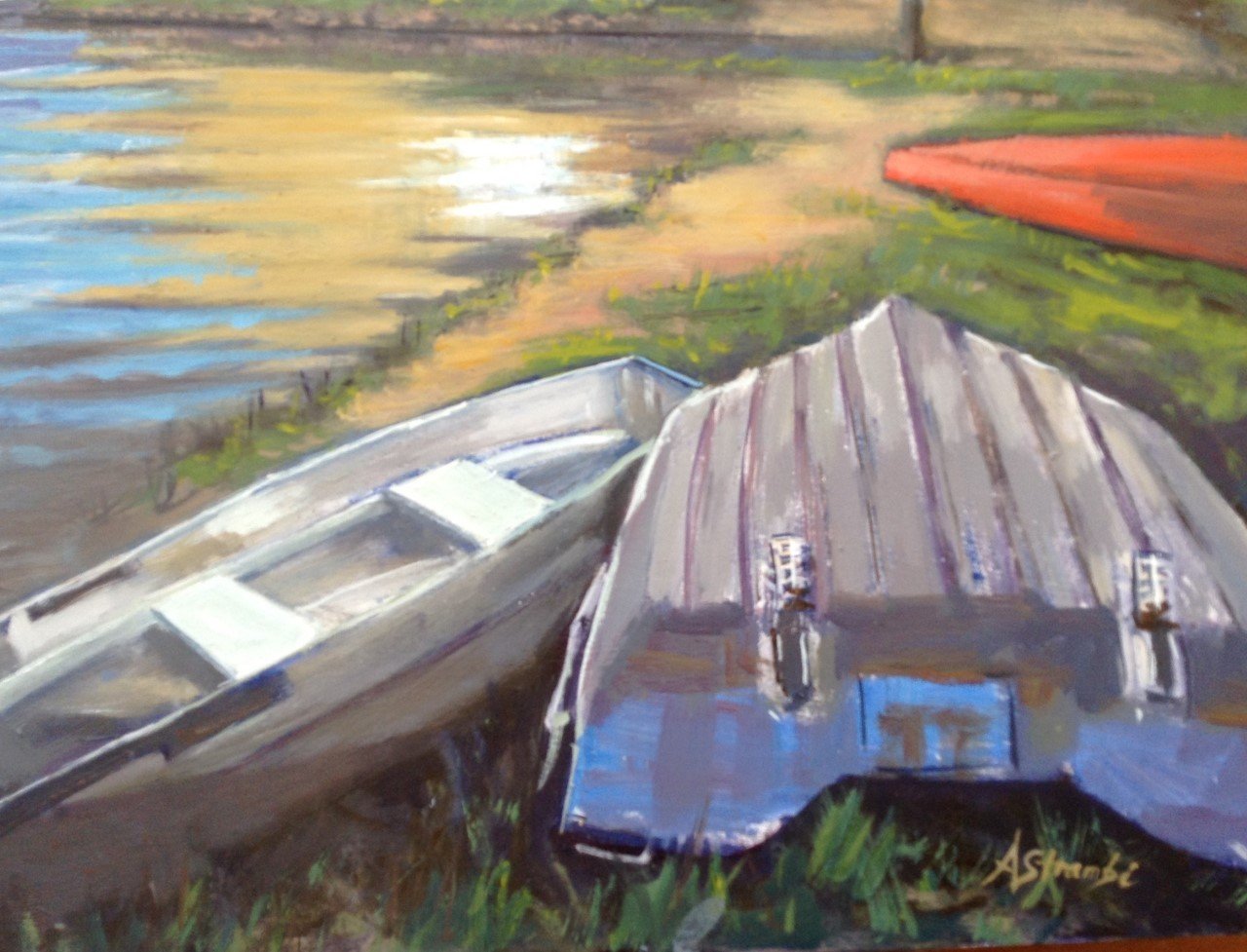 Boats at rest Yamba Bay - Gold Coast Gallery Of ArtAnne Strambi