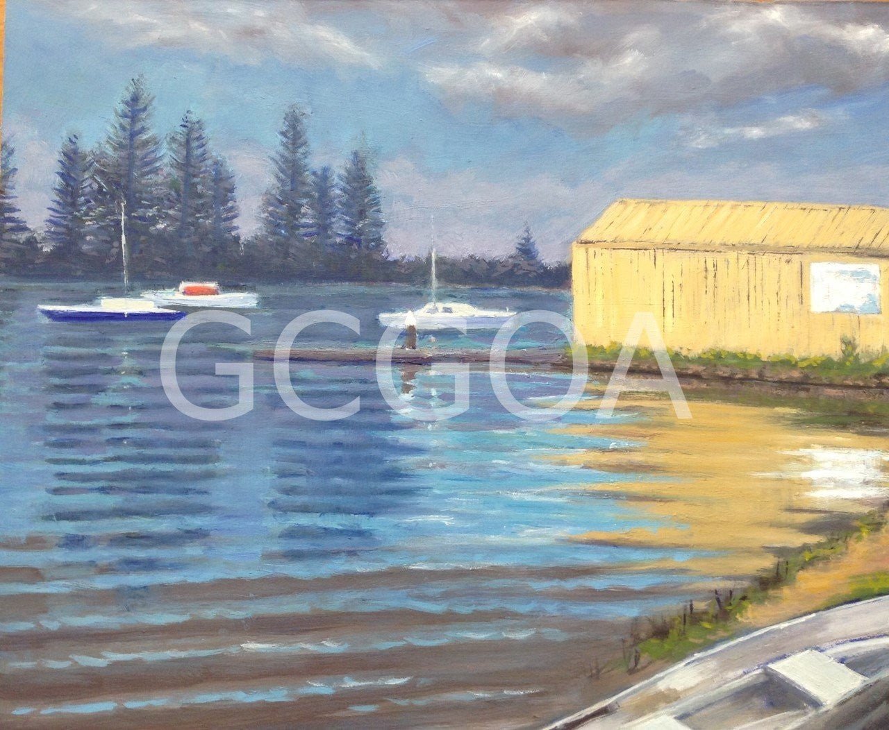 Boats at rest Yamba Bay - Gold Coast Gallery Of ArtAnne Strambi