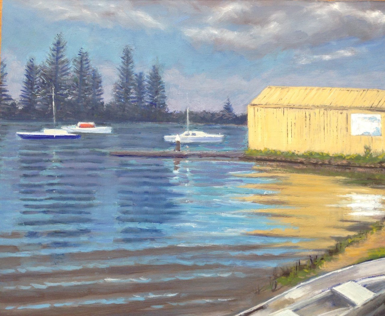 Boats at rest Yamba Bay - Gold Coast Gallery Of ArtAnne Strambi