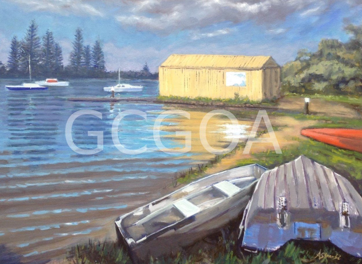 Boats at rest Yamba Bay - Gold Coast Gallery Of ArtAnne Strambi