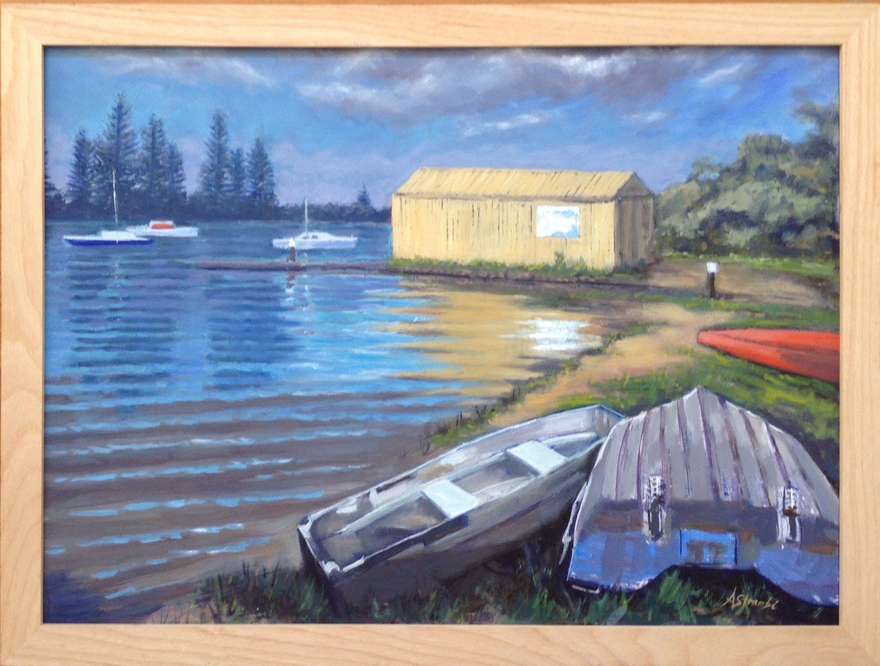 Boats at rest Yamba Bay - Gold Coast Gallery Of ArtAnne Strambi