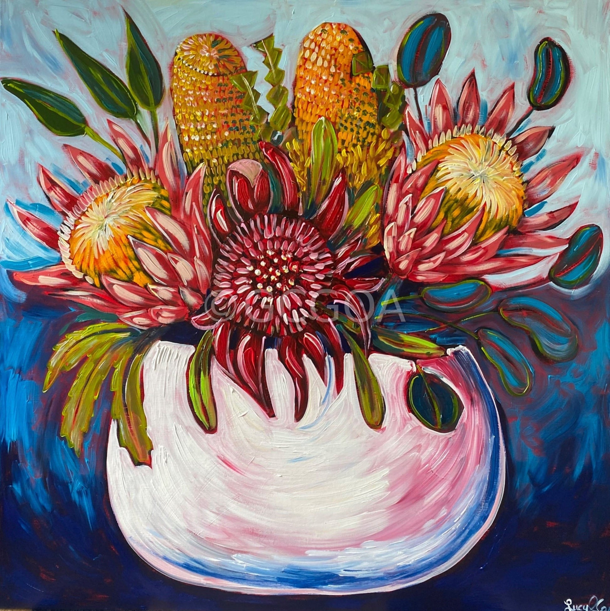 Bouquet in White Vase - Original Art - Gold Coast Gallery Of ArtLucy Car