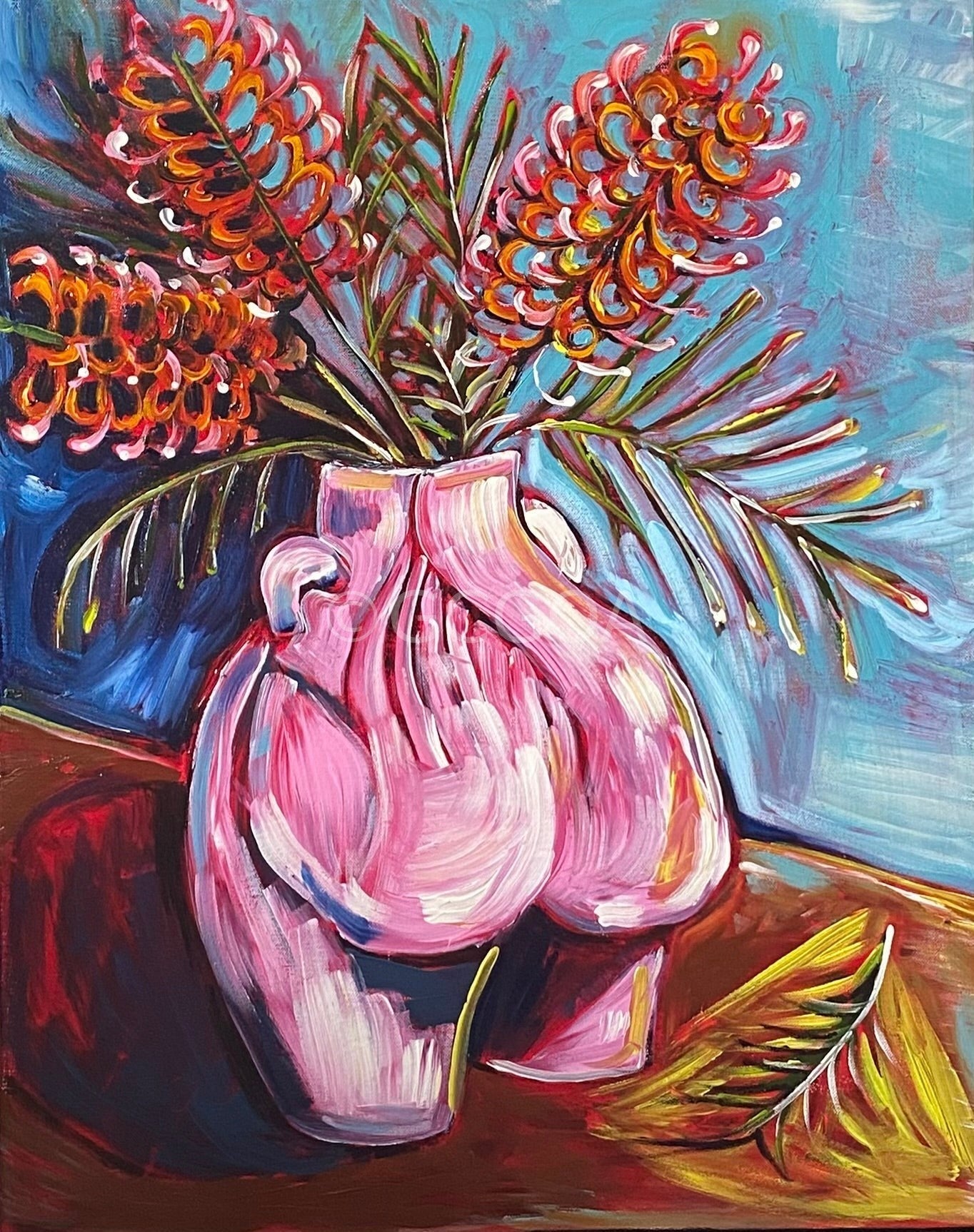 Bum Vase Grevillea - Original Art - Gold Coast Gallery Of ArtLucy Car
