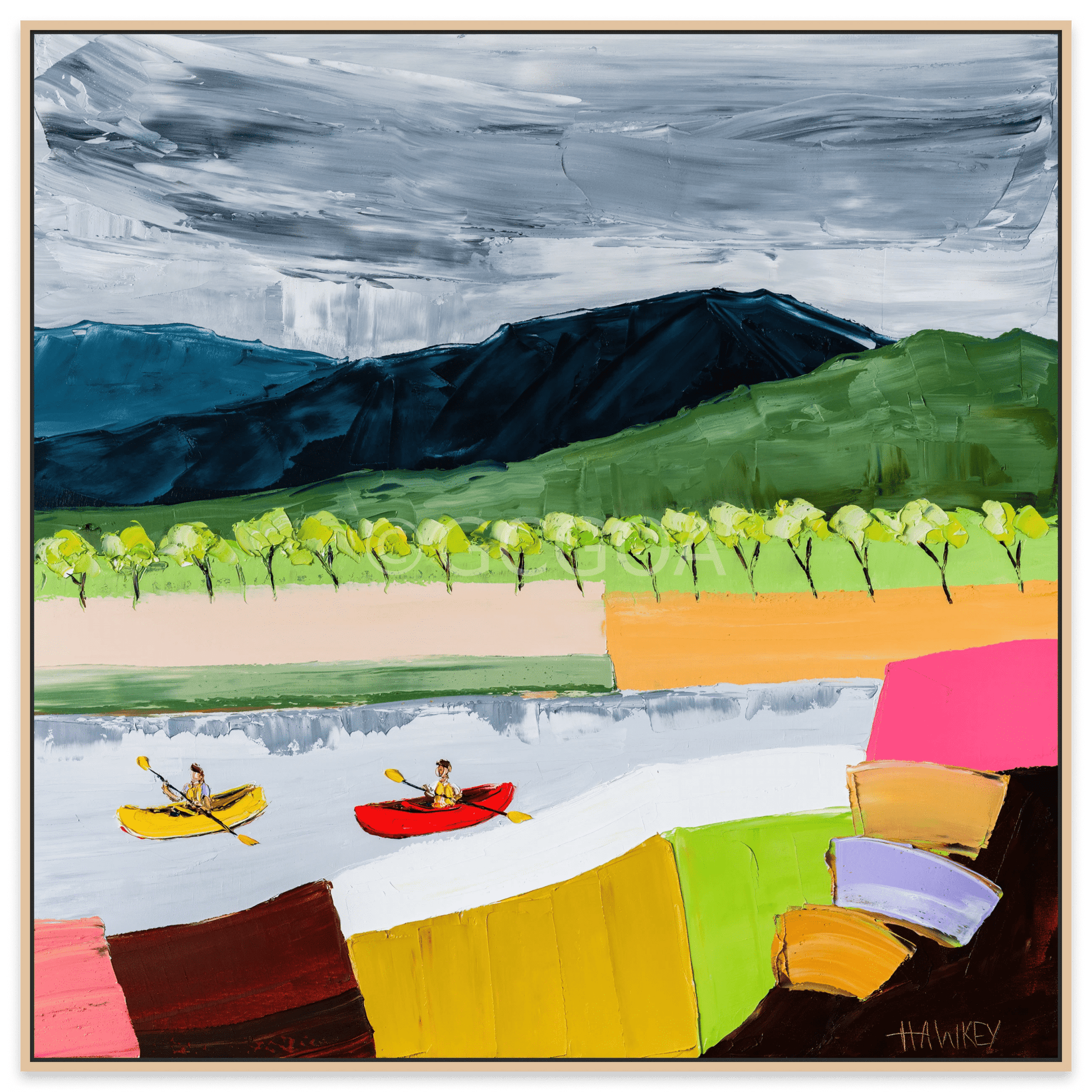 Canoeing The Grampians - Fine Art Print - Gold Coast Gallery Of ArtAngela Hawkey