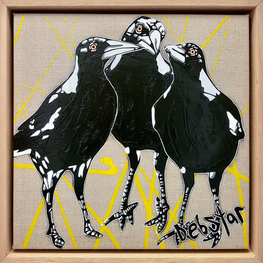 Cheeky Magpie! Huddle - Original Art - Gold Coast Gallery Of ArtDeborah Lang