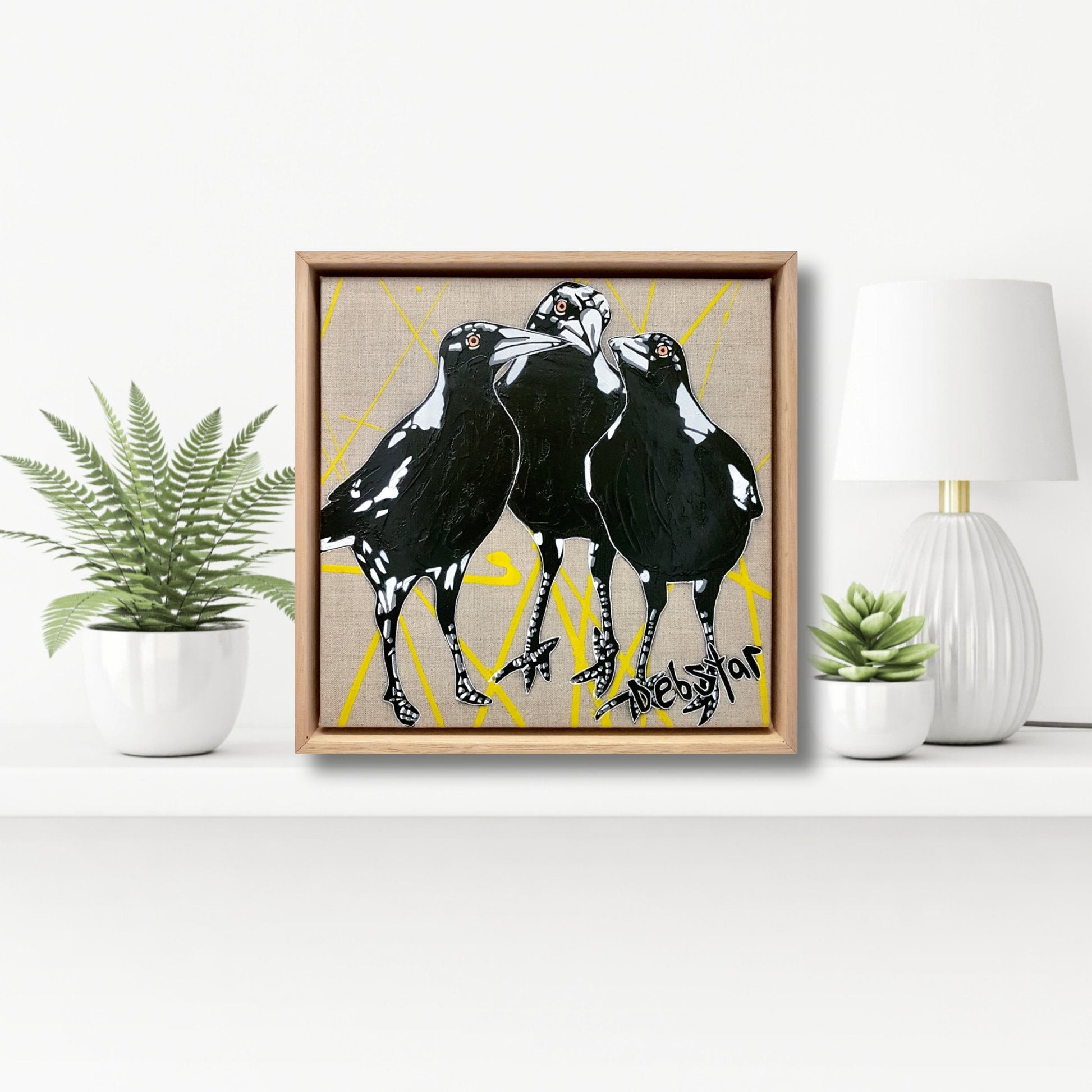 Cheeky Magpie! Huddle - Original Art - Gold Coast Gallery Of ArtDeborah Lang
