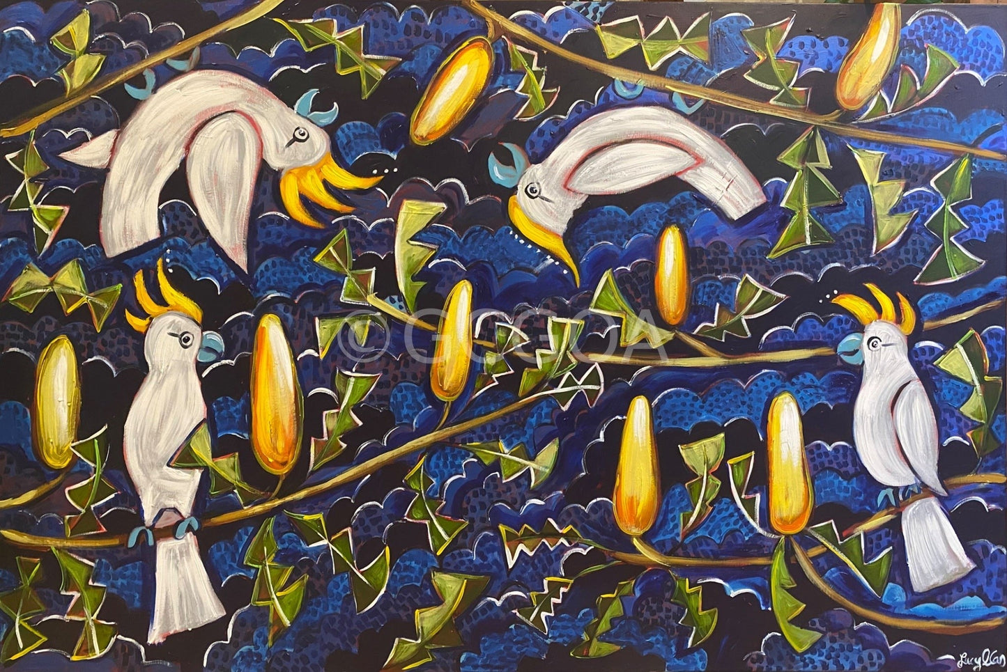 Cockatoos and Golden Banskias - Original Art - Gold Coast Gallery Of ArtLucy Car