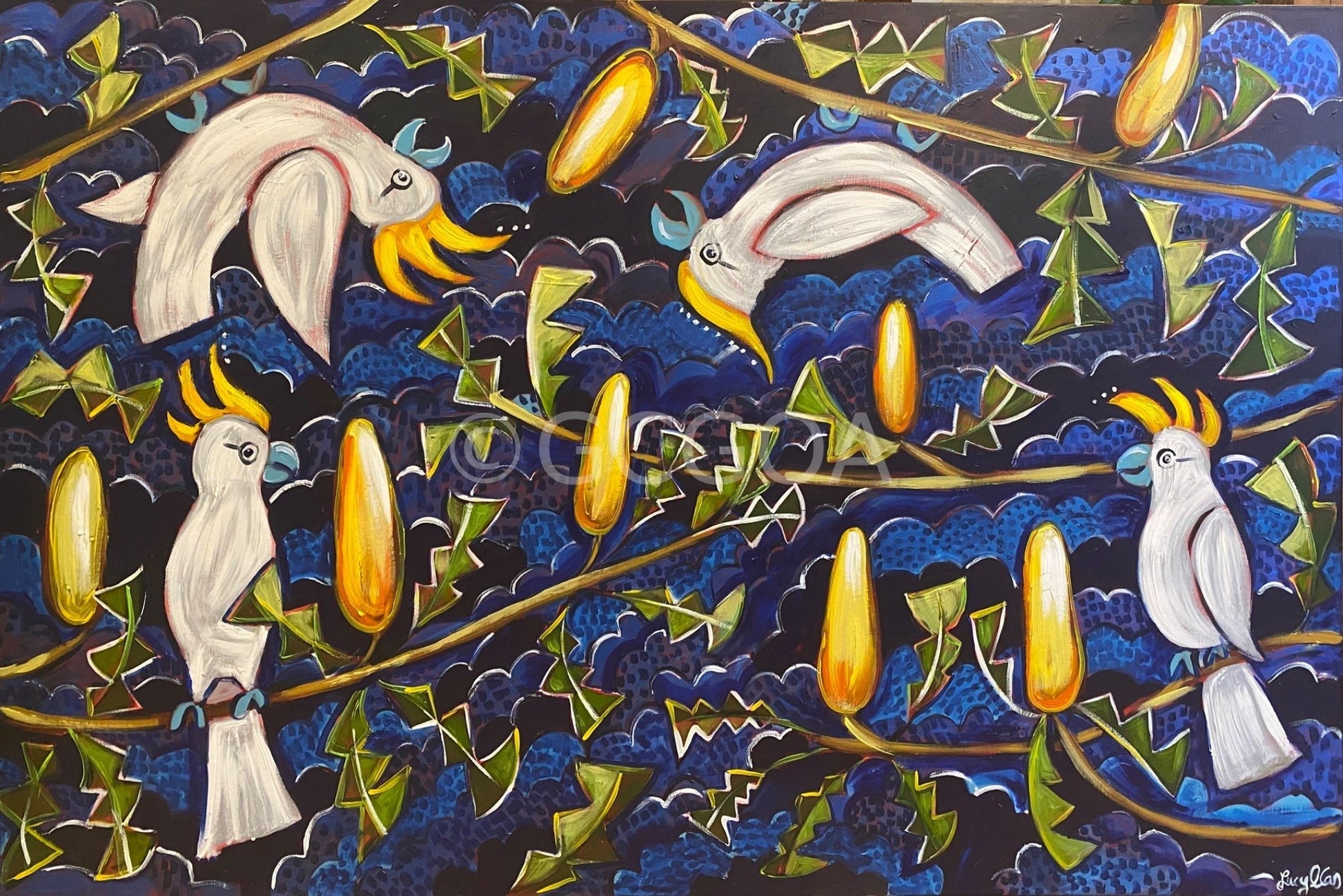 Cockatoos and Golden Banskias - Original Art - Gold Coast Gallery Of ArtLucy Car