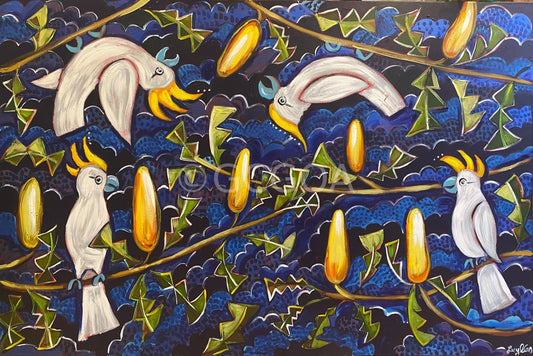 Cockatoos and Golden Banskias - Original Art - Gold Coast Gallery Of ArtLucy Car