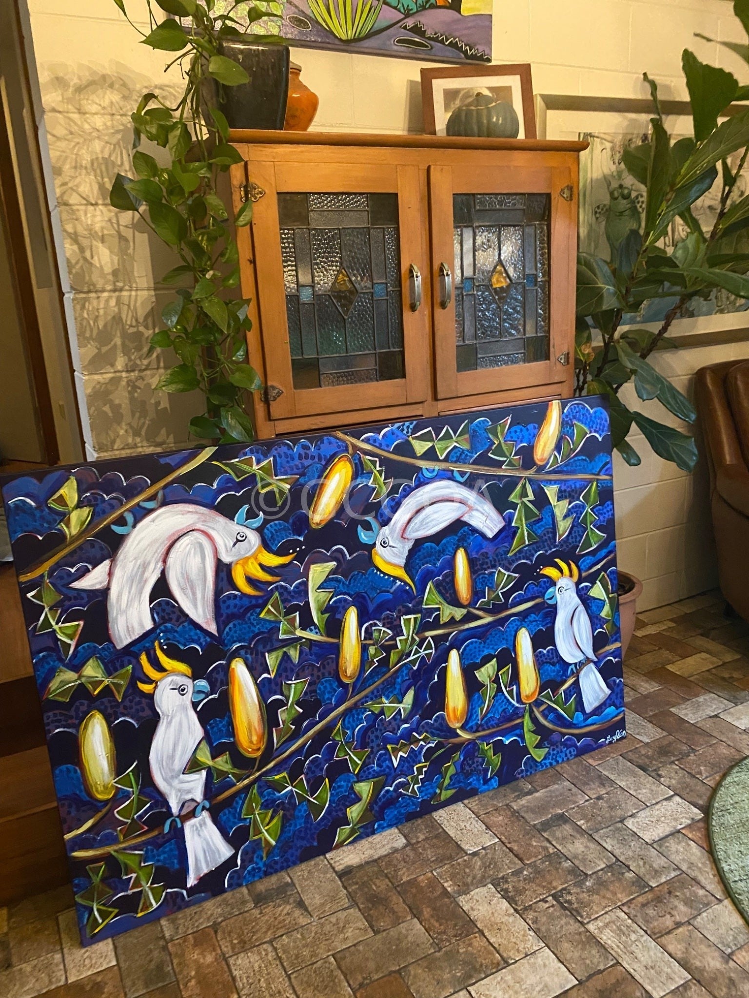 Cockatoos and Golden Banskias - Original Art - Gold Coast Gallery Of ArtLucy Car