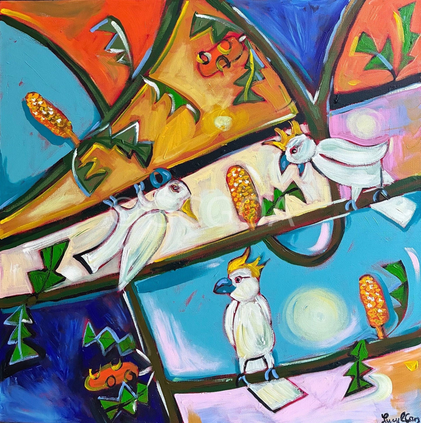 Cockatoos Blue and Orange - Gold Coast Gallery Of ArtLucy Car