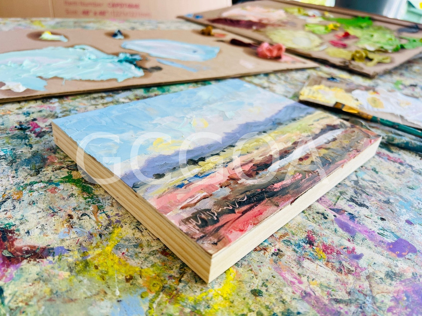 Country Air - Study on wooden board - Gold Coast Gallery Of ArtAngela Hawkey