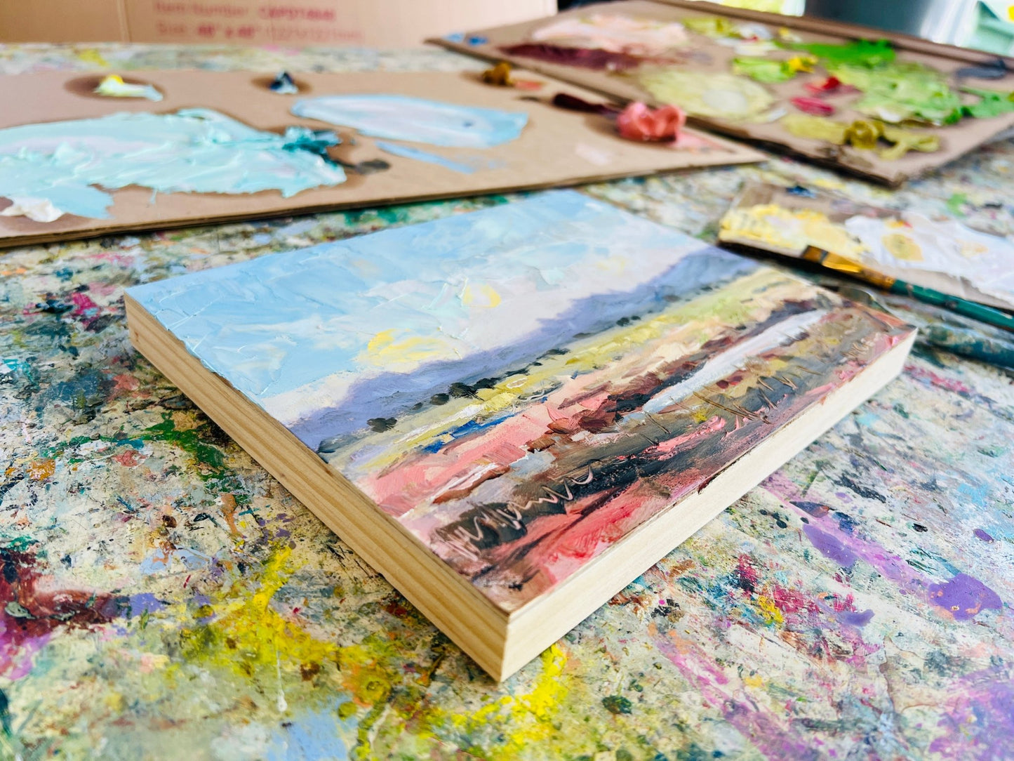Country Air - Study on wooden board - Gold Coast Gallery Of ArtAngela Hawkey