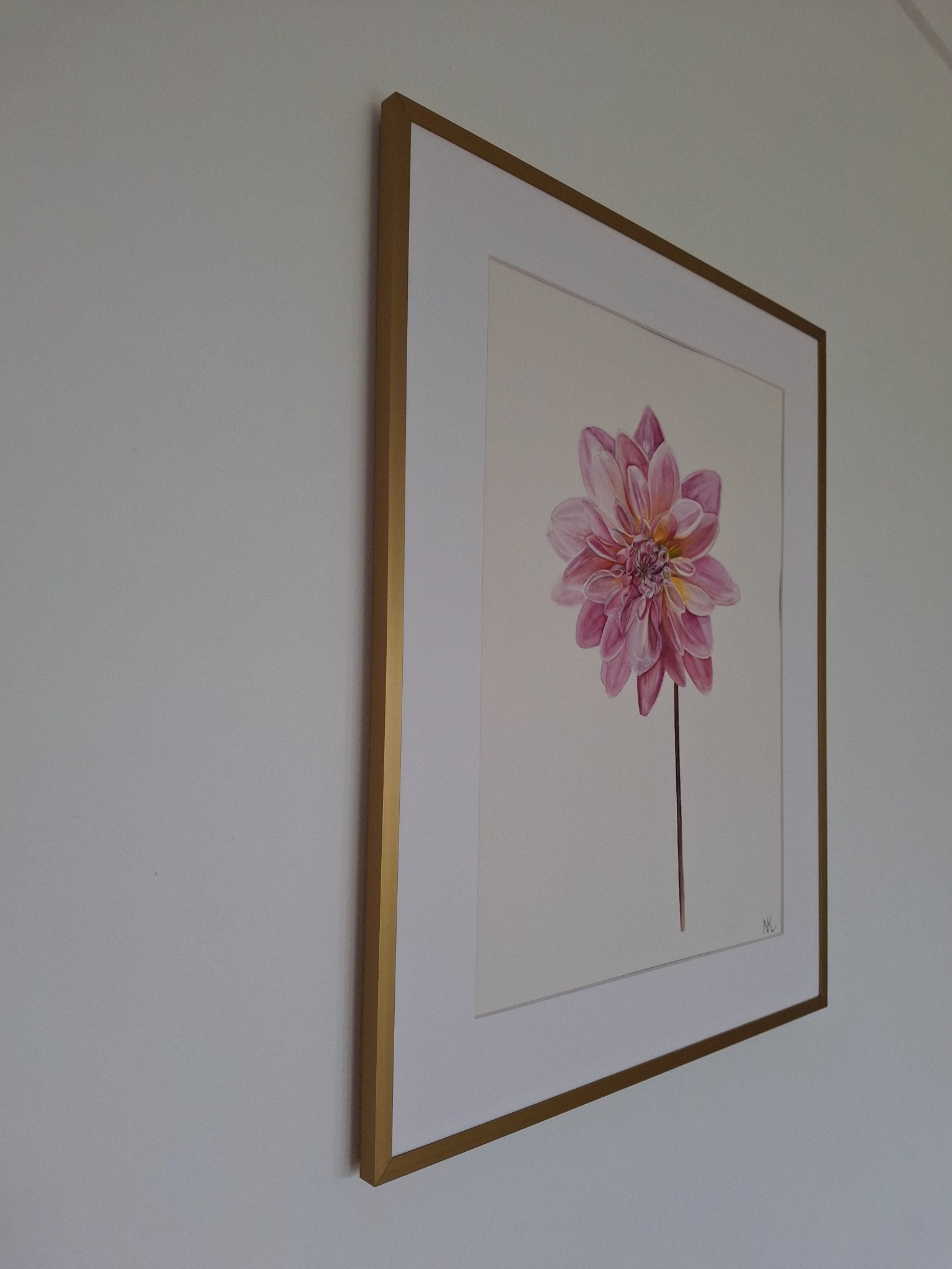 Dahlia Watercolour Framed - Gold Coast Gallery Of ArtNatalie K