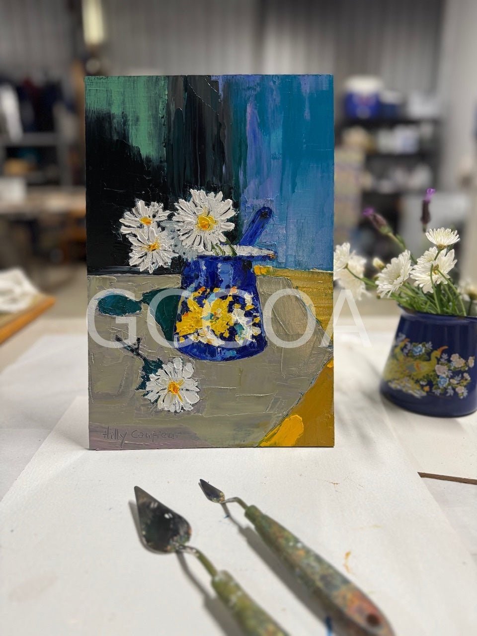 Daisies in vintage Romanian Coffee Jug - Gold Coast Gallery Of ArtHilly Coufreur